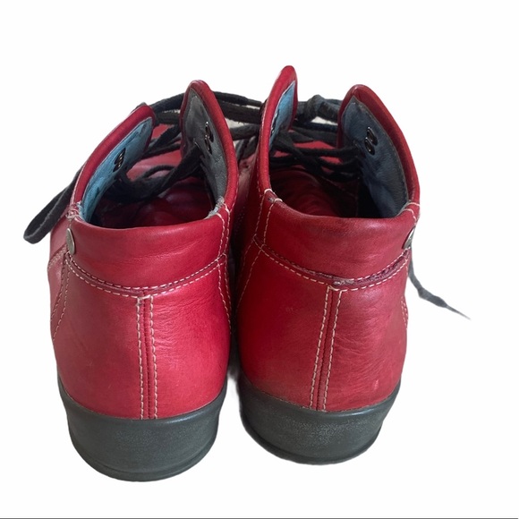 WOLKY Comfort Red Leather Booties Lace Up Size 37 - Picture 3 of 6